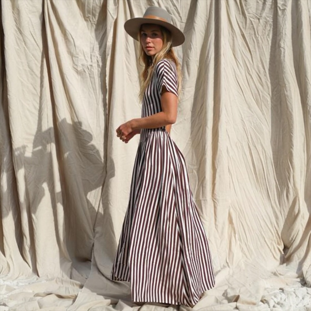 New Jen’s Pirates Booty French Stripe Navi Dress  Open Back